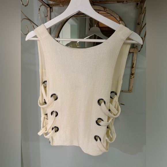 Silence & Noise, Cream, Lace Up Side Top, Sexy, Fun, Versatile, Medium - Picture 4 of 8